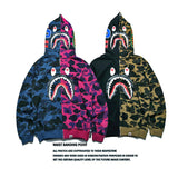 A Ape Print Hoodie Autumn Men's Clothing Stitched Camouflage Long-Sleeve Zipper Hooded Sweater