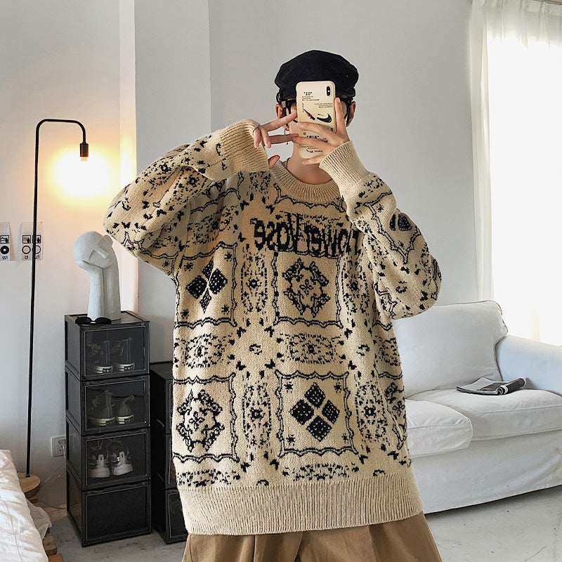 Men's Autumn and Winter New Men's round Neck Sweater Men's Loose plus Size Knitwear Men Sweaters