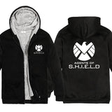 Captain America Hoodie Revenge Alliance Shield plus Velvet Thickened Couple Wear Cardigan Jacket