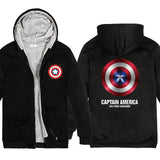 Captain America Hoodie Revenge Alliance Shield plus Velvet Thickened Couple Wear Cardigan Jacket