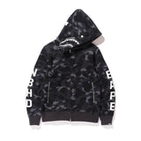 A Ape Print Hoodie Autumn Men's Cotton Fashion Brand Shark Patchwork Sweater Zipper Jacket