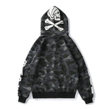 A Ape Print Hoodie Autumn Men's Cotton Fashion Brand Shark Patchwork Sweater Zipper Jacket