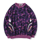 A Ape Print Sweatshirts Fashion Brand Camouflage Shark Head Print Cotton Terry round Neck Sweater