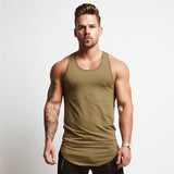 Fitness Mens Sleeveless T-shirt Gym Training Tank Tops & Stringer Vests Solid Color Men's Vest Summer Cotton Leisure Men's Fitness Men's Sportswear
