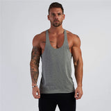 Fitness Mens Sleeveless T-shirt Gym Training Tank Tops & Stringer Vests Men's Sportswear Cotton Men's Vest I-Shaped Large Size Loose