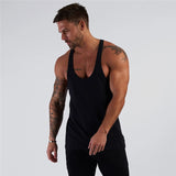 Fitness Mens Sleeveless T-shirt Gym Training Tank Tops & Stringer Vests Men's Sportswear Cotton Men's Vest I-Shaped Large Size Loose