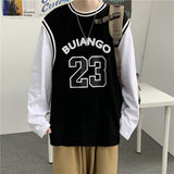 Men Long Sleeve T-Shirts Wear Fake Two Pieces