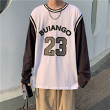 Men Long Sleeve T-Shirts Wear Fake Two Pieces