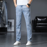 Loose Fit Retro Blue Vintage Jeans Straight Classic Denim Cotton Fabric Light Wash Casual Business Trousers Pants Men's Casual Trousers Autumn and Winter Loose Flow Business plus Size Straight Jeans