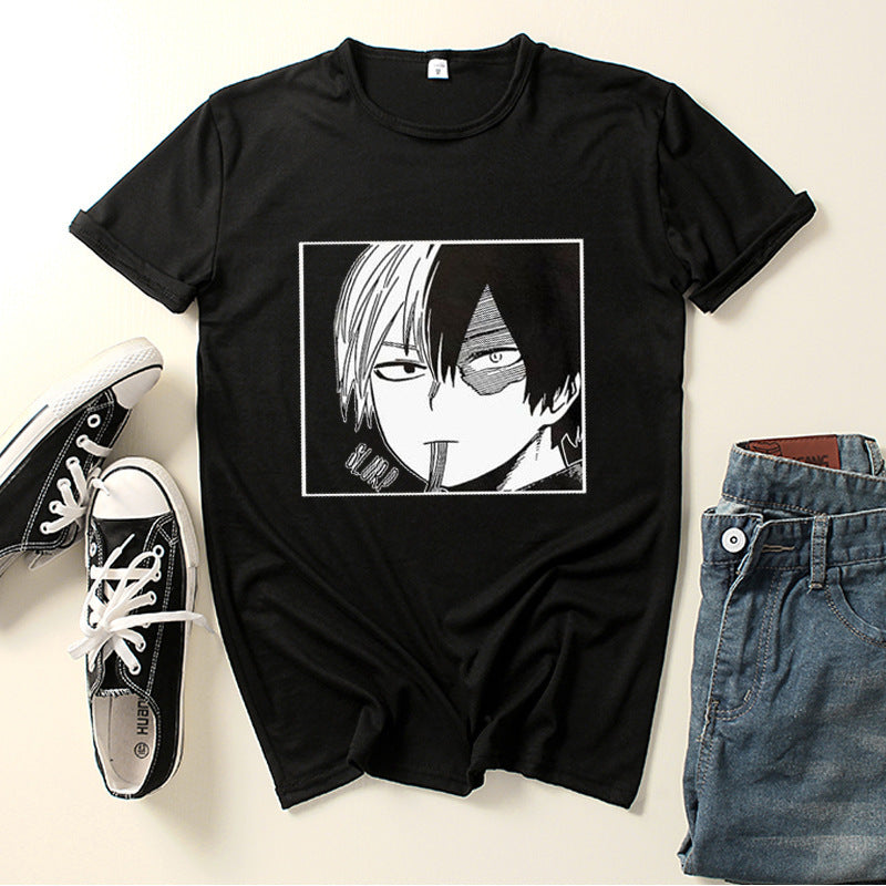 Anime TShirts Aesthetic Men's Shirt Cartoon Anime Print Summer Loose Sleeves T-shirt Men