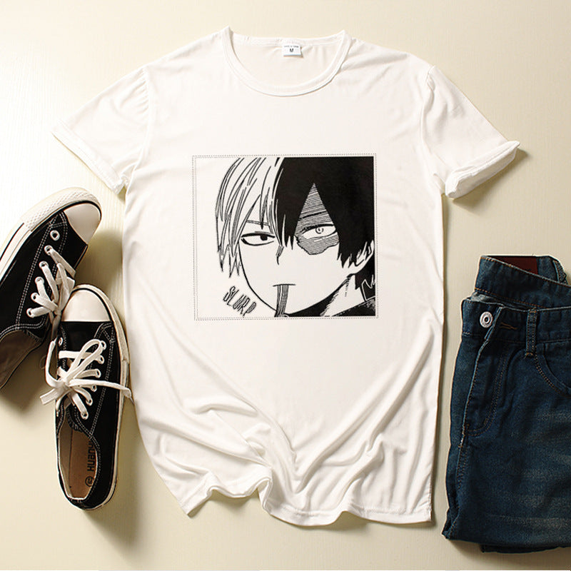 Anime TShirts Aesthetic Men's Shirt Cartoon Anime Print Summer Loose Sleeves T-shirt Men