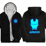 Captain America Hoodie Avengers Iron Man Autumn and Winter Fleece-Lined Men's Coat