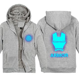 Captain America Hoodie Avengers Iron Man Autumn and Winter Fleece-Lined Men's Coat