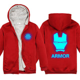 Captain America Hoodie Avengers Iron Man Autumn and Winter Fleece-Lined Men's Coat
