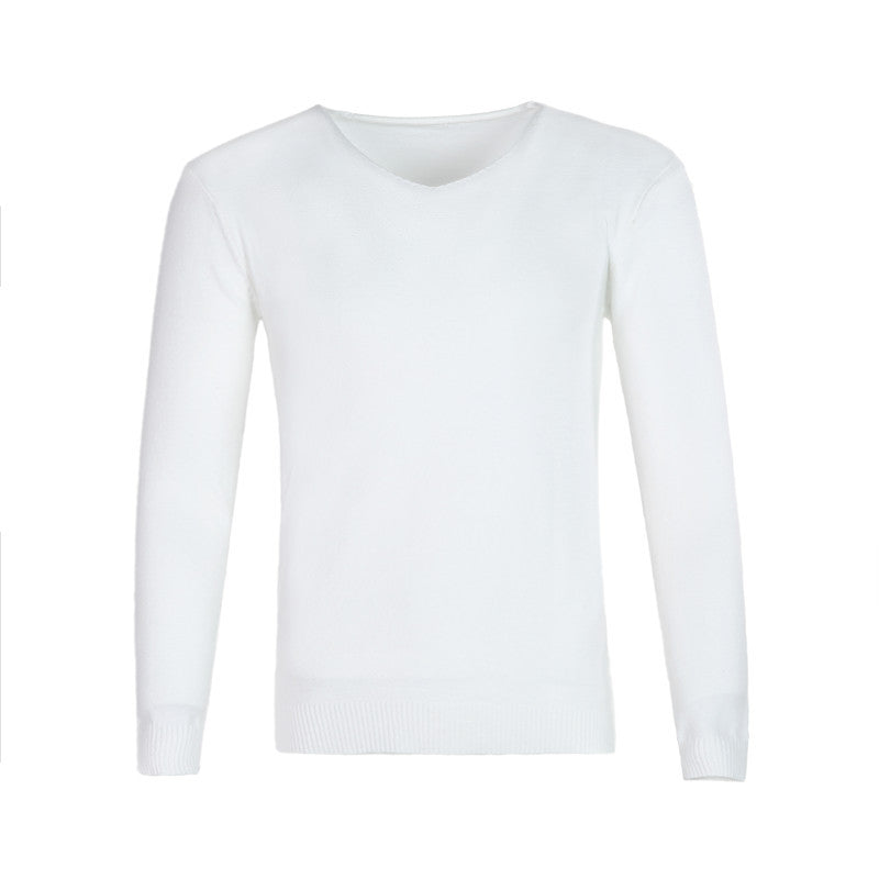 Autumn Men's Solid Color and V-neck Sweater Sweater Large Size Fashion Trendy Casual Sports Bottoming Shirt Men Pullover Sweaters