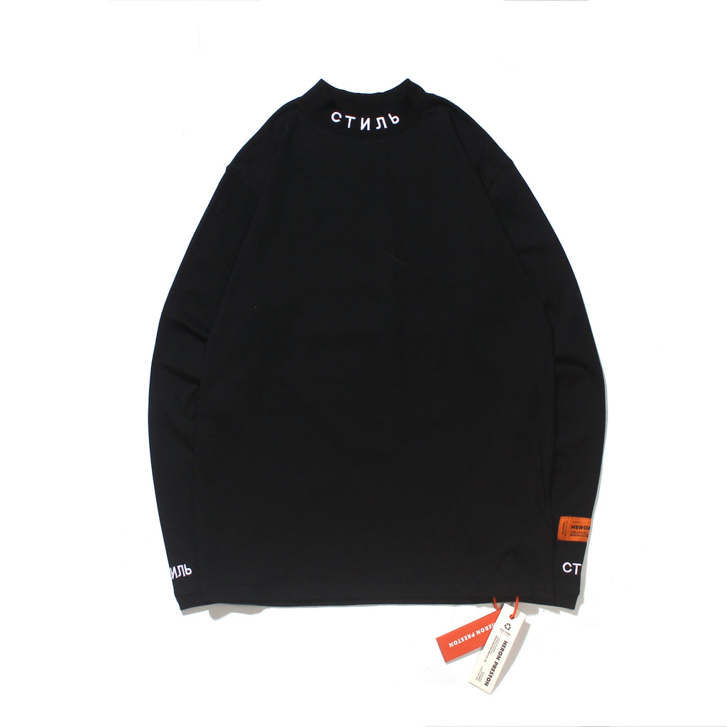 Heron Preston Turtleneck Solid Color Embroidered Cotton Base Shirt Men's and Women's Pullover Long Sleeve T-shirt