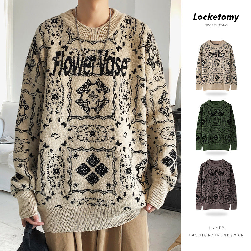 Men's Autumn and Winter New Men's round Neck Sweater Men's Loose plus Size Knitwear Men Sweaters