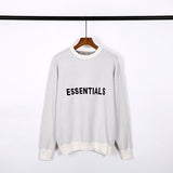 Fog Sweatshirt Male and Female Large Size Loose Chest YarnDyed Alphabet Knitting Crew Neck Pullover Sweater fear of god