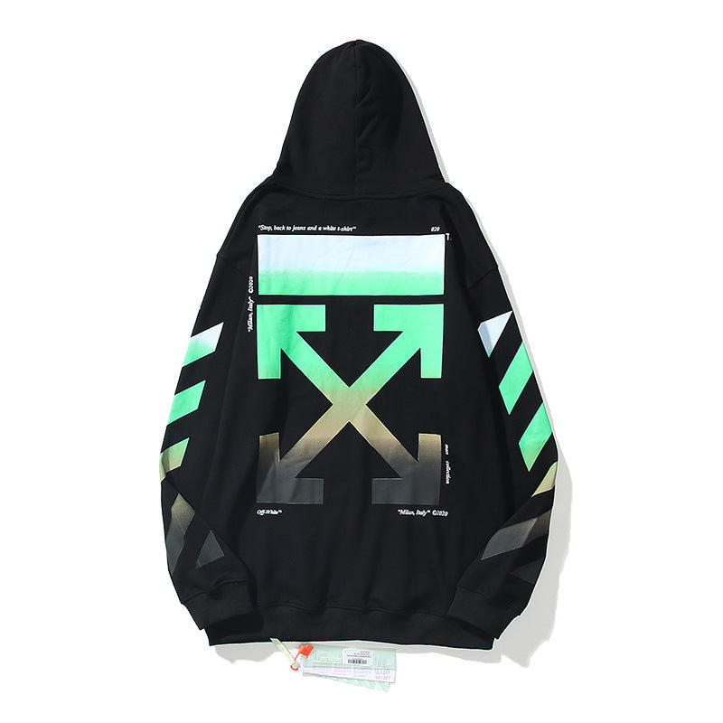 Autumn And Winter Off Gradient Color Arrow Print Hoodie Men And Women