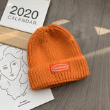 Women Beanies Thickened Knitted Hat Female Autumn and Winter Leisure Labeling Woolen Cap