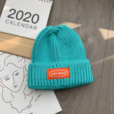 Women Beanies Thickened Knitted Hat Female Autumn and Winter Leisure Labeling Woolen Cap