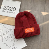 Women Beanies Thickened Knitted Hat Female Autumn and Winter Leisure Labeling Woolen Cap