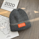 Women Beanies Thickened Knitted Hat Female Autumn and Winter Leisure Labeling Woolen Cap