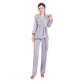 Women Pants Suit Uniform Designs Formal Style Office Lady Bussiness Attire Fashion Autumn Retro Host Workplace Commuter Formal Wear