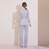 Women Pants Suit Uniform Designs Formal Style Office Lady Bussiness Attire Fashion Autumn Retro Host Workplace Commuter Formal Wear