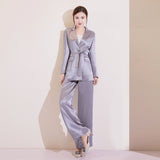 Women Pant Suit Uniform Designs Formal Style Office Lady Bussiness Attire Autumn and Winter Suit Coat Wide Leg Pants Two-Piece Suit