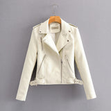 Hot Pink Motorcycle Jacket Fall Women's Leather Top Lapel Zipper Long-Sleeved, Slim-Fit, Short PU Leather Jacket
