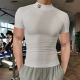 Slim Fit Muscle Gym Men T Shirt Men Rugged Style Workout Tee Tops Fashion Men T-shirt Fitness Tight Men's Sportswear Casual Men's Clothing