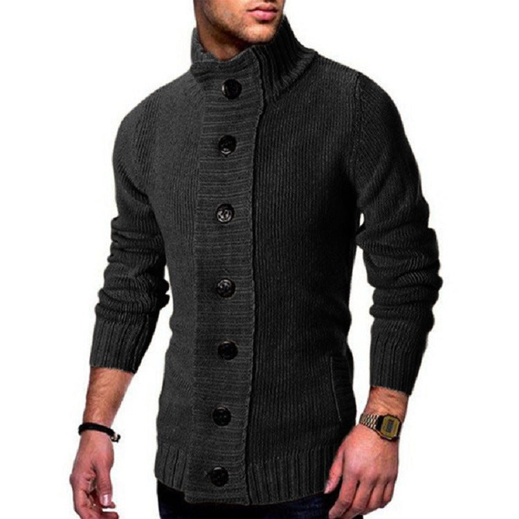 Men's Single-Breasted Knitted Sweater Cardigan Sweater Coat