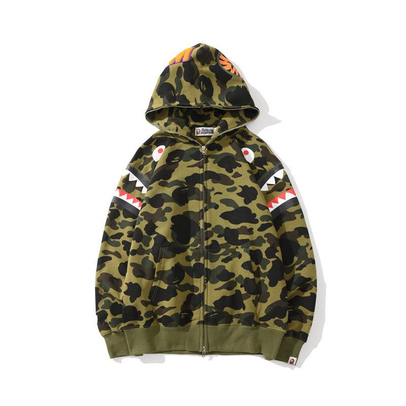 A Ape Print Hoodie Spring and Autumn Youth Comfortable Fashion Shark Head Print Camouflage