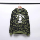 A Ape Print Hoodie Autumn and Winter Camouflage Printed Cotton Velvet Padded Hooded Sweatshirt