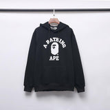 A Ape Print Hoodie Autumn and Winter Printed Cotton Velvet Padded Hooded Sweatshirt