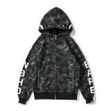 A Ape Print Hoodie Autumn Men's Cotton Fashion Brand Shark Patchwork Sweater Zipper Jacket