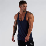Fitness Mens Sleeveless T-shirt Gym Training Tank Tops & Stringer Vests Men's Sportswear Cotton Men's Vest I-Shaped Large Size Loose