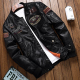 Leather Flight Suit Logo Embroidered Leather Coat Motorcycle Clothing Men's Winter Men Pu Jacket