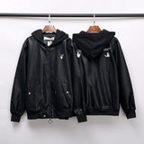 Fog Hoodie Ow off Logo Hooded Leather Jacket Coat Men's Casual High Street fear of god
