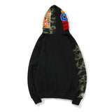 A Ape Print Hoodie Printed Head Embroidered Green Camouflage Stitching Zipper Sweater Coat Men's Hip Hop