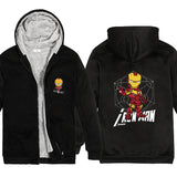 Captain America Hoodie Avengers Iron Man Autumn and Winter Fleece-Lined Men's Coat