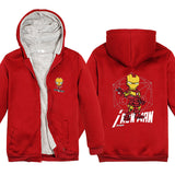 Captain America Hoodie Avengers Iron Man Autumn and Winter Fleece-Lined Men's Coat