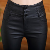 Leather Leggings High Waist Leggings Women's Fall and Winter Outer Wear Thickened Velvet Padded Slimming Leather Pants