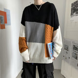 Autumn Stitching Knitwear Sweater for Men and Women Loose Outer Wear Crew Neck Sweater plus Size Loose Men Sweaters