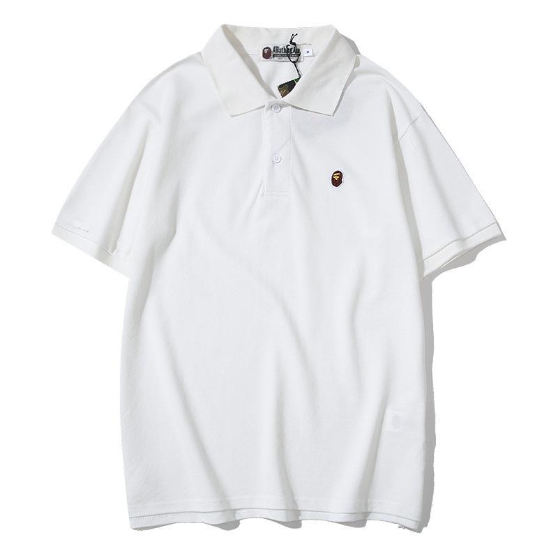 A Ape Print T Shirt Solid Color Casual Embroidered Short-Sleeved Polo Shirt