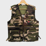 Men Utility Vest Work Zipper Tactical Work Vest Slim Pocket Jacket Spring Camouflage Men's Outdoor Casual