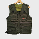 Men Utility Vest Work Zipper Tactical Work Vest Slim Pocket Jacket Spring Camouflage Men's Outdoor Casual
