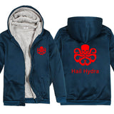 Captain America Hoodie Revenge Alliance Shield plus Velvet Thickened Couple Wear Cardigan Jacket