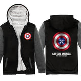 Captain America Hoodie Revenge Alliance Shield plus Velvet Thickened Couple Wear Cardigan Jacket
